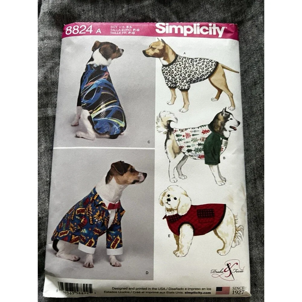 Simplicity 8824 Dog Coat Sewing Pattern Pet Apparel Craft DIY coat jacket new